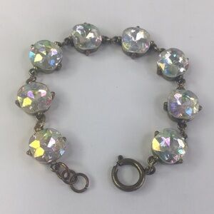 aurora borealis bracelet clear glass chunky style 7.5"